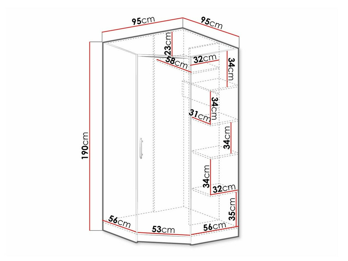 Ъглов гардероб Cavmero 106 (Антрацит)