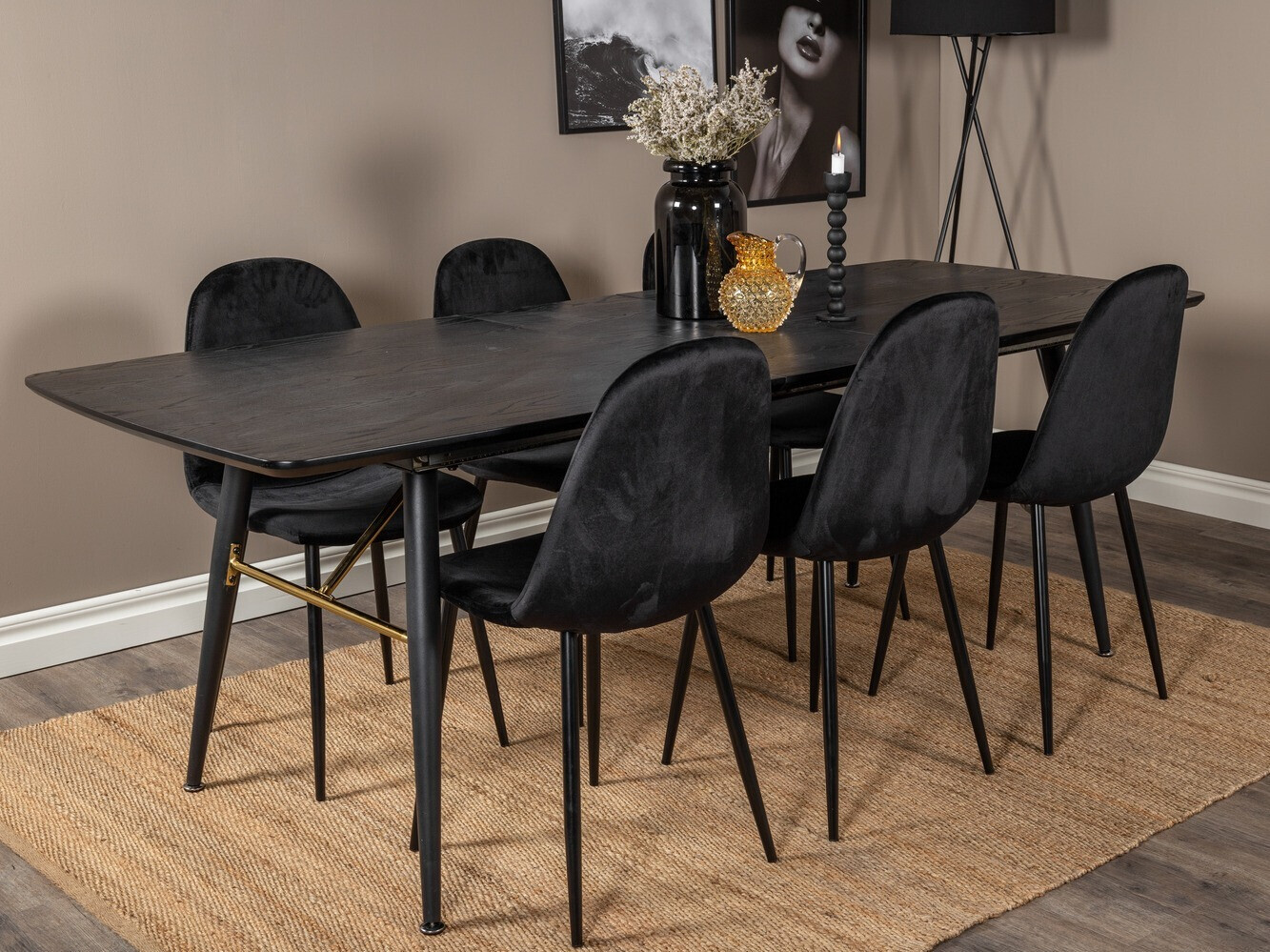 Маса и столове за трапезария Dallas 1580 (Черен)