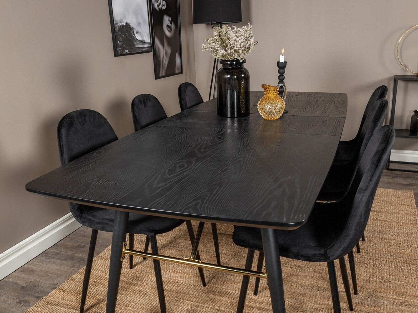 Маса и столове за трапезария Dallas 1580 (Черен)