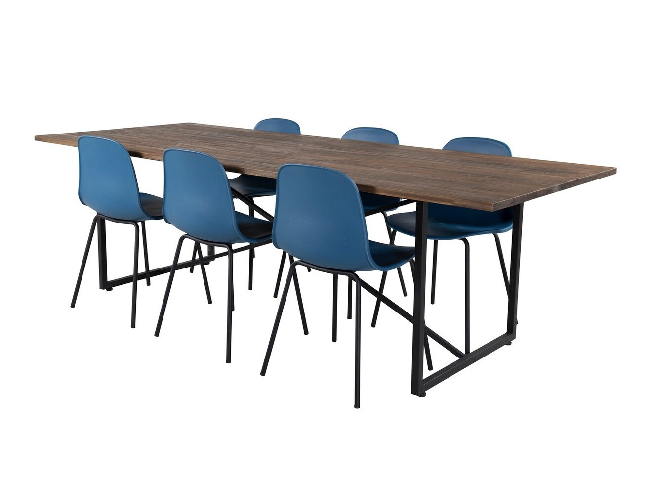 Маса и столове за трапезария Dallas 1861 (Черен + Светлосиньо)