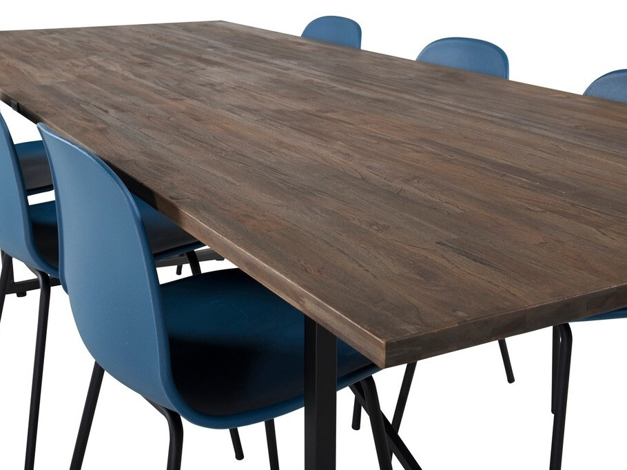 Маса и столове за трапезария Dallas 1861 (Черен + Светлосиньо)