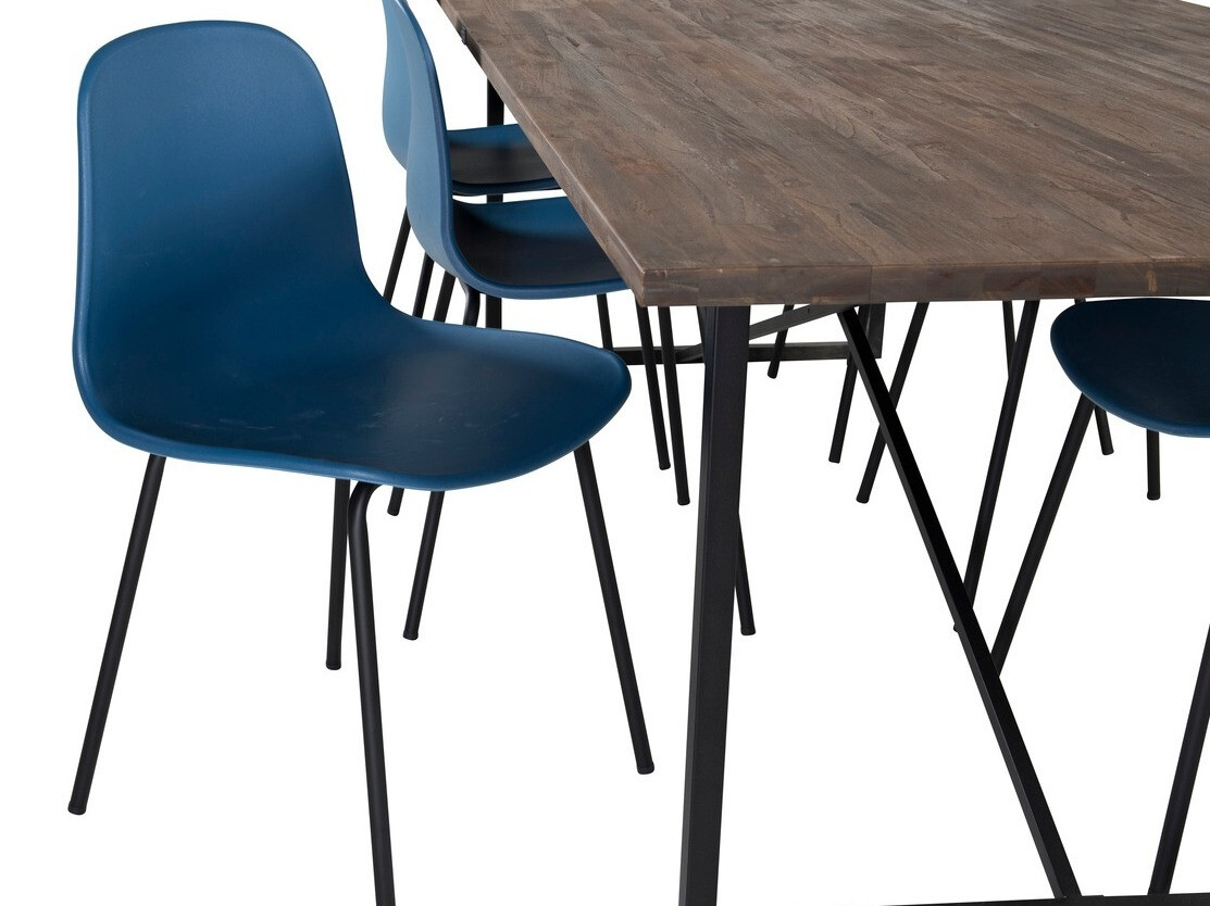 Маса и столове за трапезария Dallas 1861 (Черен + Светлосиньо)