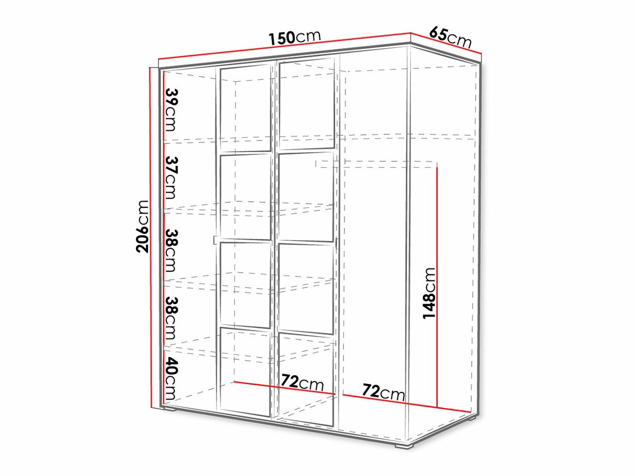 Гардероб Toledo 117 (Artisan дъб + Черен)