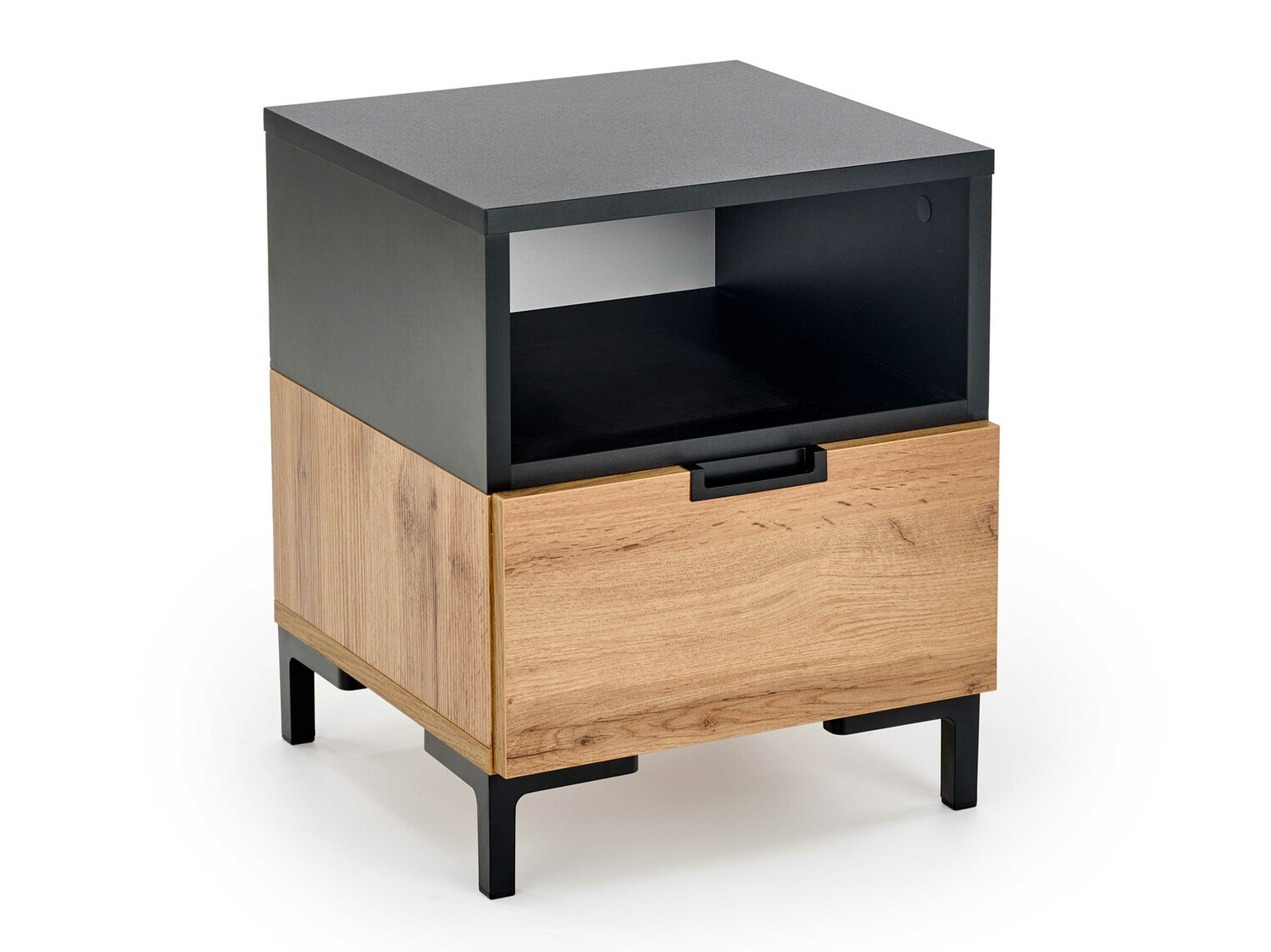 Нощно шкафче Houston 1225 (Черен + Дъб уотан)