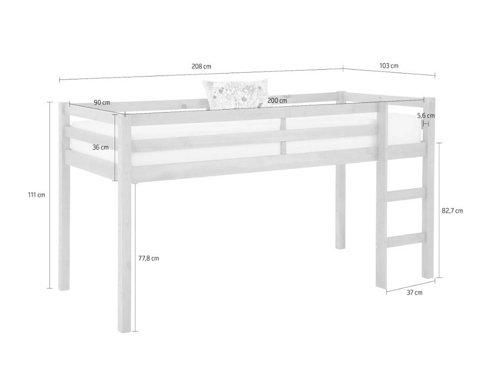 Високо легло Ruvfiva 101 (Сив)