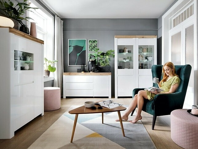 Скрин Sonsoru 100 (Бял + Бял гланц + Дъб уотан)