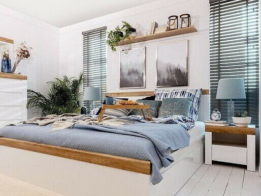 Стенна етажерка Sonsoru 103 (Бял + Дъб уотан)