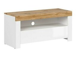 ТВ шкаф Sonsoru 107 (Бял + Бял гланц + Дъб уотан)