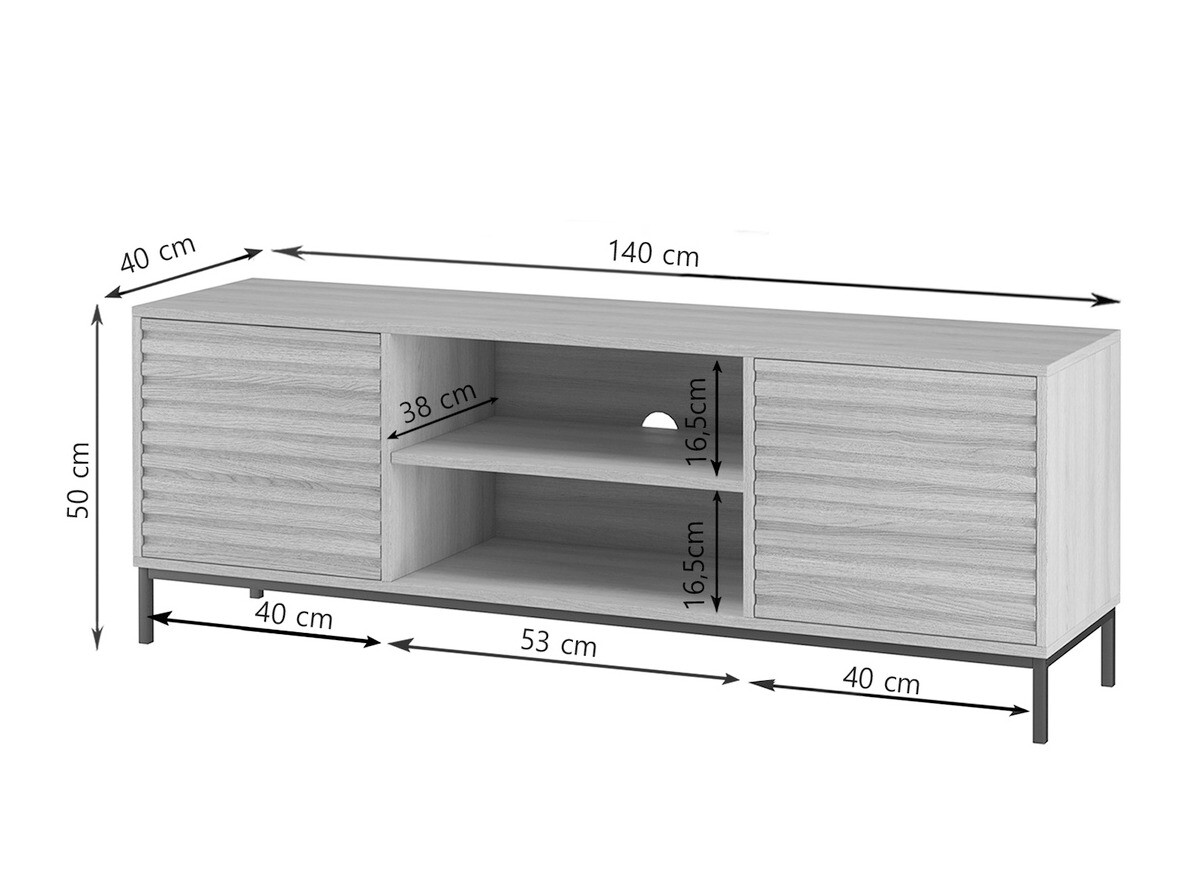 ТВ шкаф Denton 844 (Черен + Дъб)