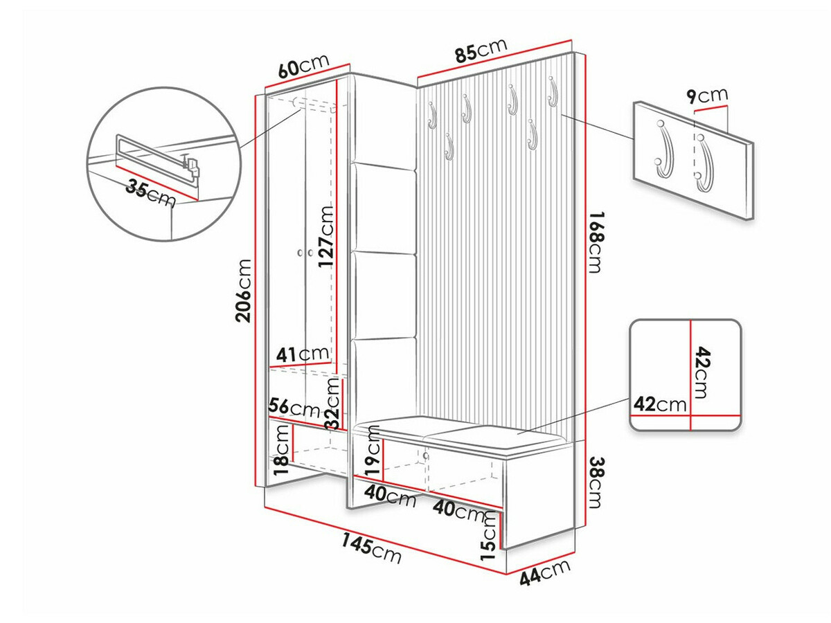 Комплект за антре Donio III (Artisan дъб + Manila 18)
