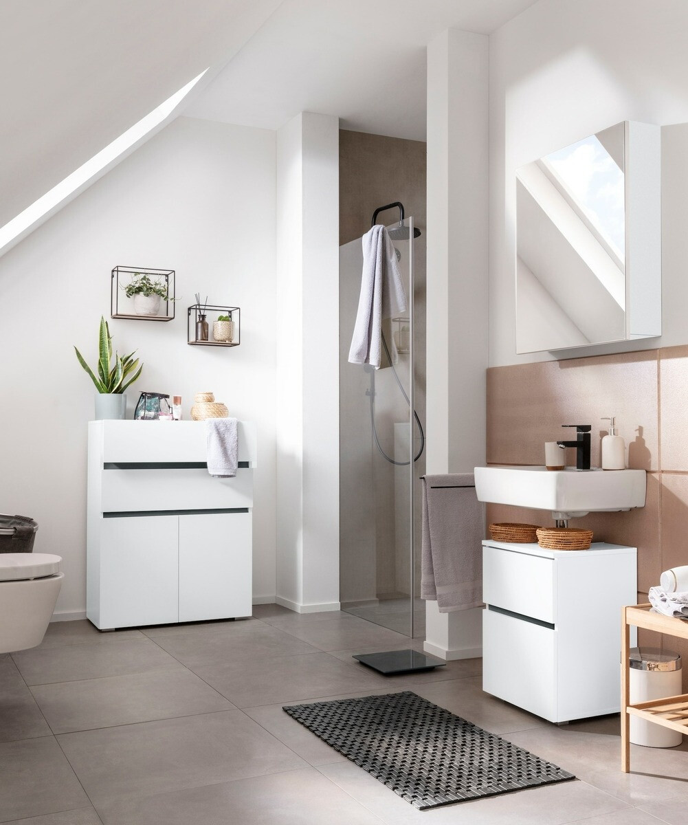 Шкаф за баня с огледало Soncamu 105 (Бял)