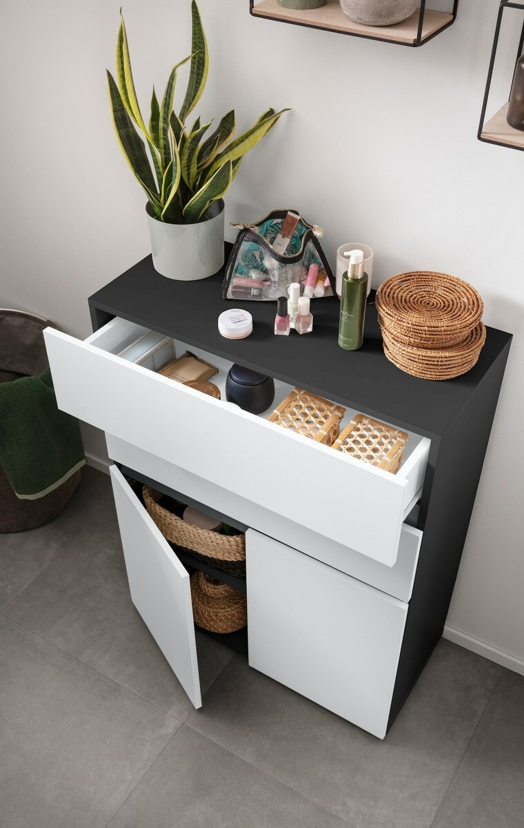 Стоящ шкаф за баня Soncamu 101 (Бял + Антрацит)