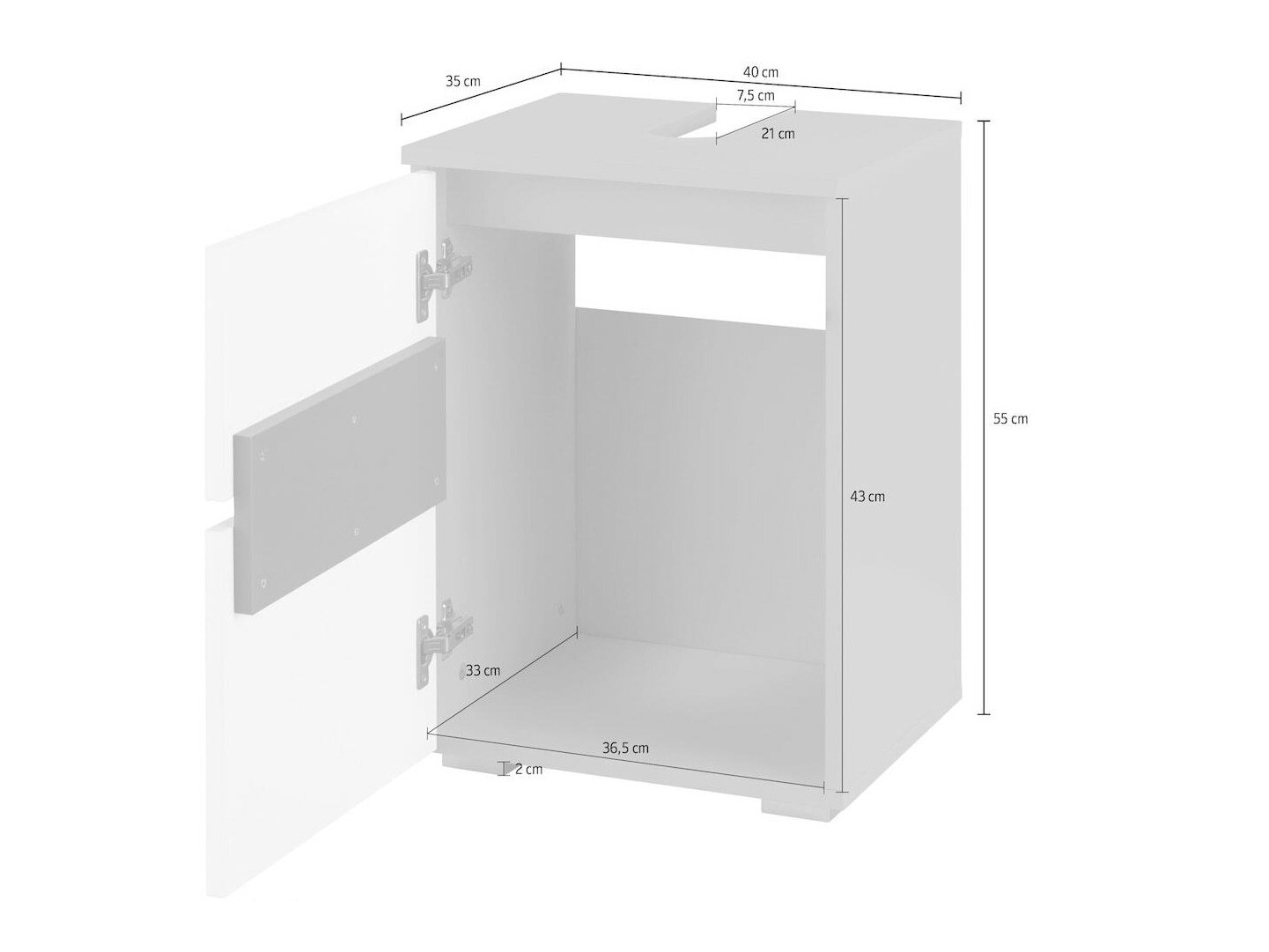 Стоящ шкаф за баня за мивка Soncamu 103 (Антрацит + Дъб)
