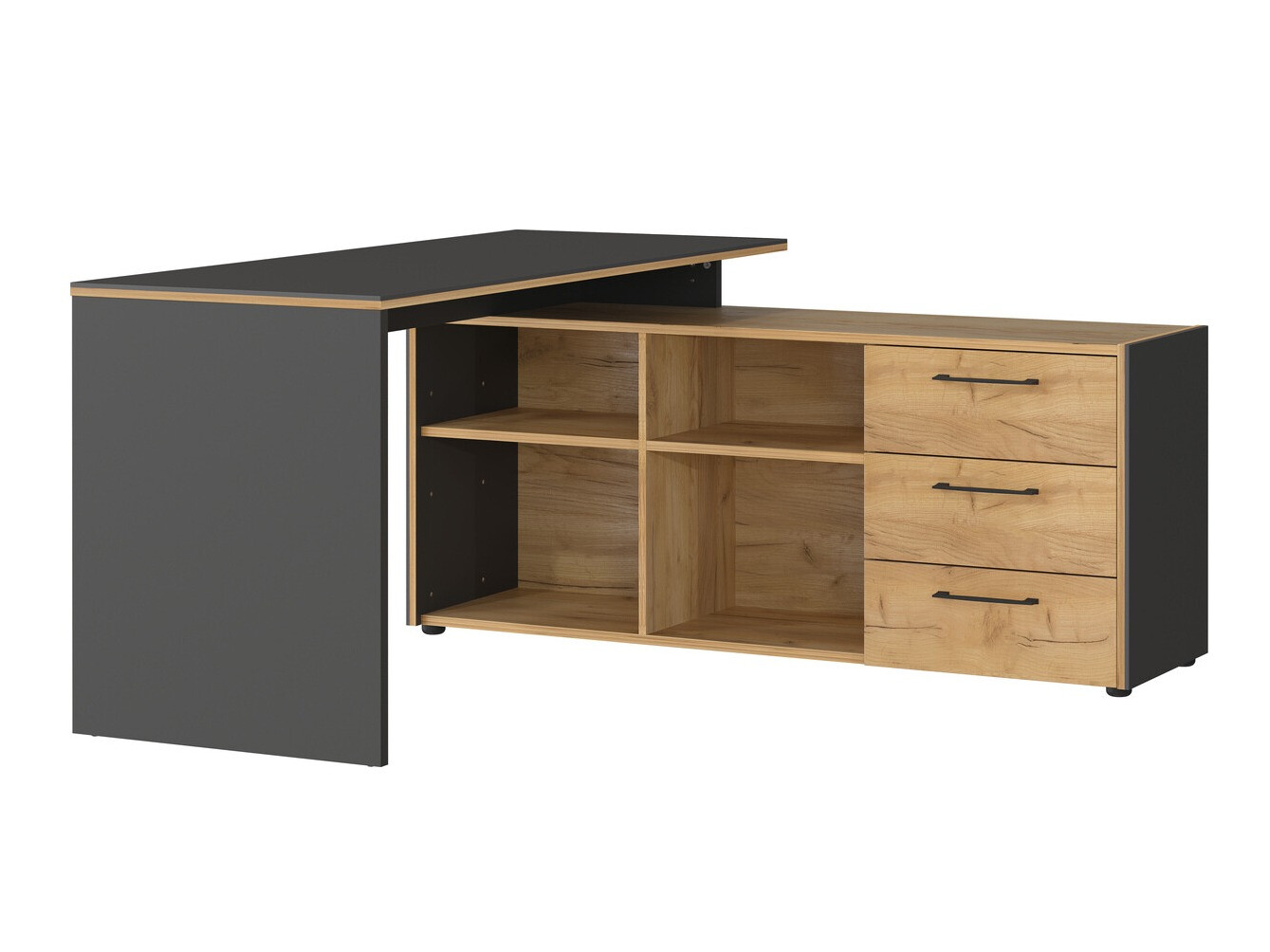 Ъглово офис бюро Fivcalu 101 (Navarra дъб + Графит)