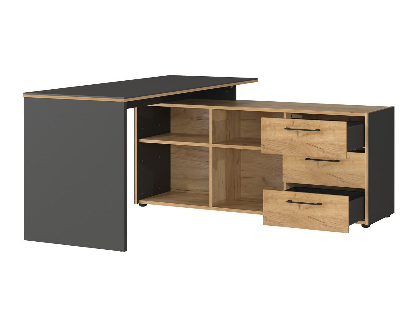 Ъглово офис бюро Fivcalu 101 (Navarra дъб + Графит)