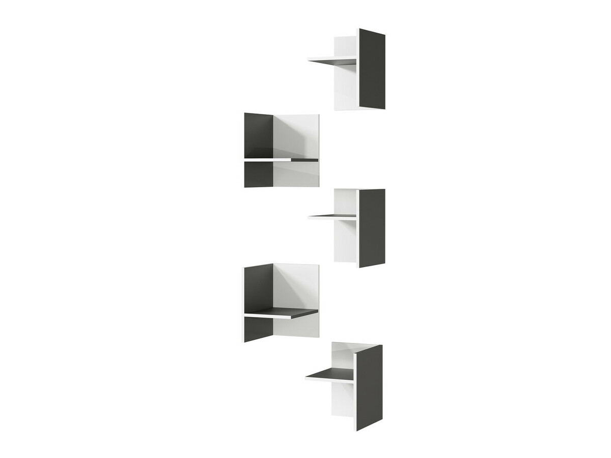 Комплект етажерки Fivcalu 106 (Бял + Графит)