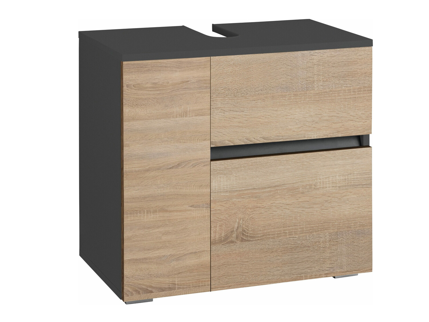 Стоящ шкаф за баня за мивка Soncamu 108 (Антрацит + Дъб)