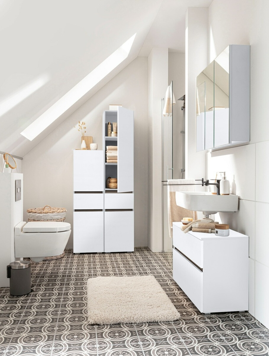 Стоящ шкаф за баня за мивка Soncamu 109 (Бял)