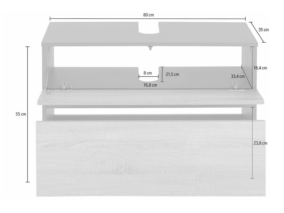 Стоящ шкаф за баня за мивка Soncamu 109 (Бял)