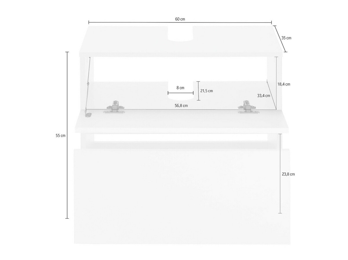 Стоящ шкаф за баня за мивка Soncamu 110 (Бял + Антрацит)