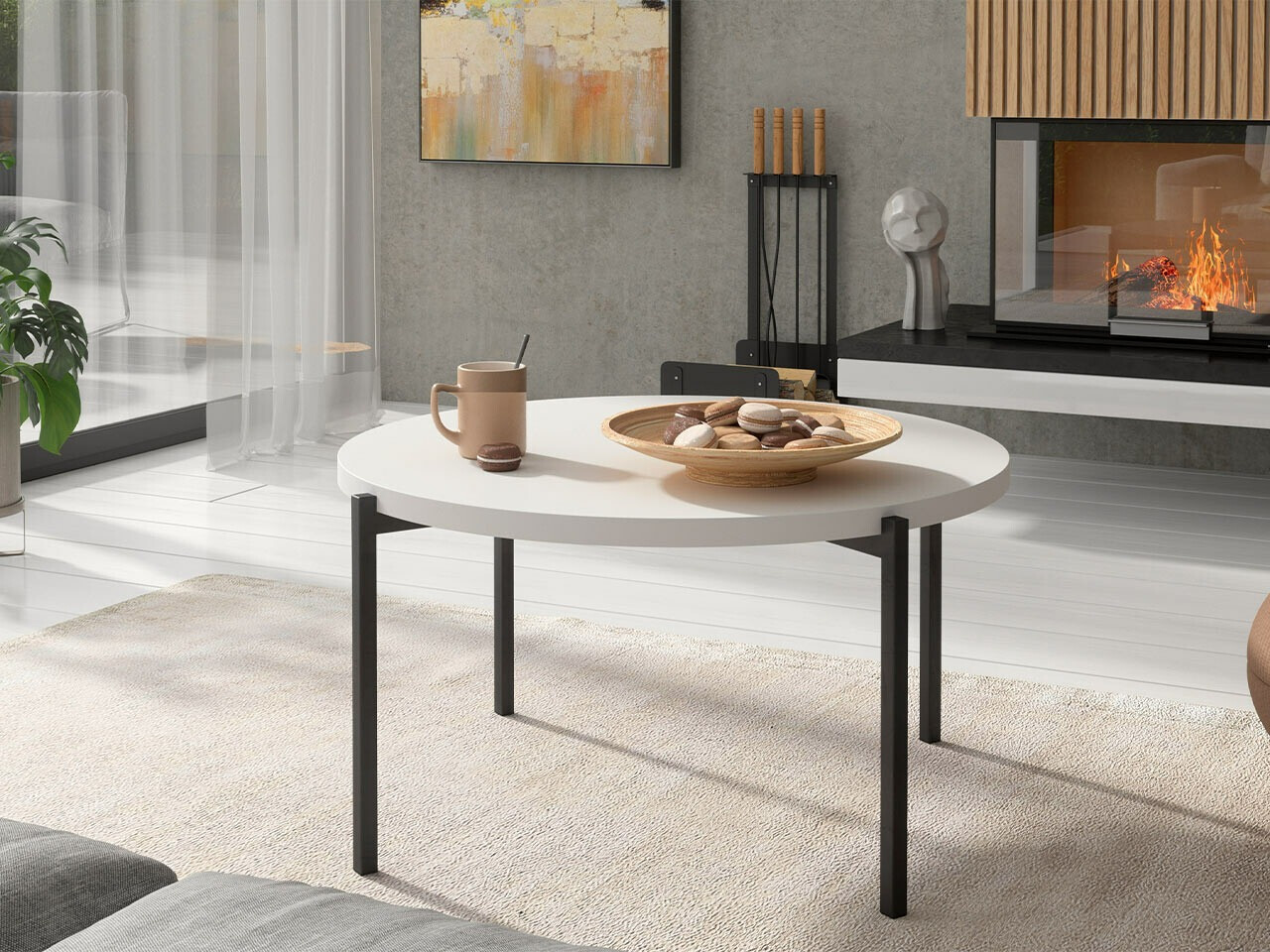 Масичка за кафе Providence 176 (Бял + Черен)