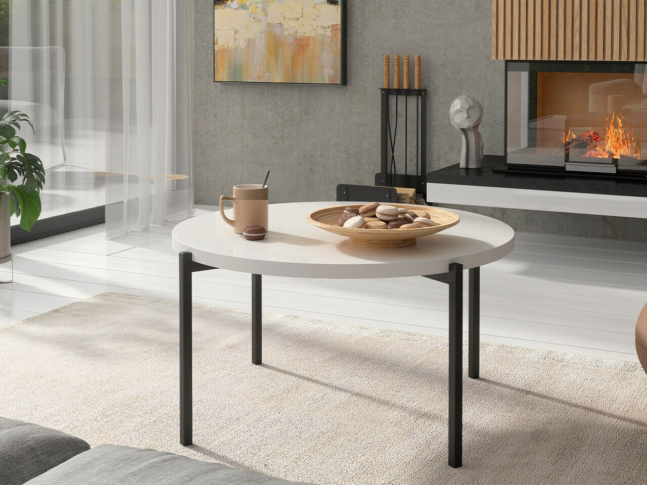 Масичка за кафе Providence 176 (Бял гланц + Черен)