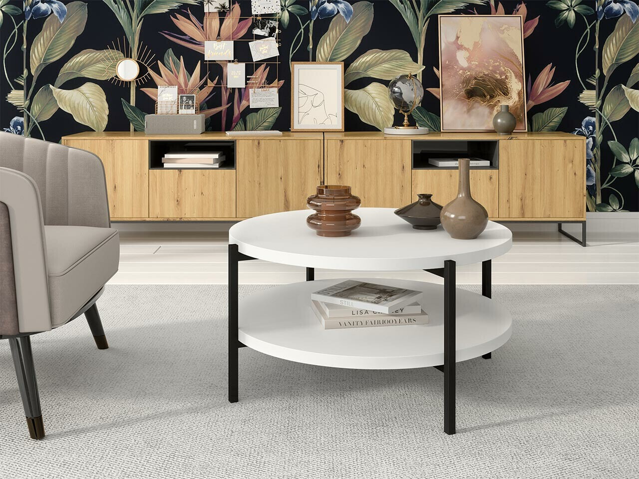 Масичка за кафе Providence 177 (Бял + Черен)