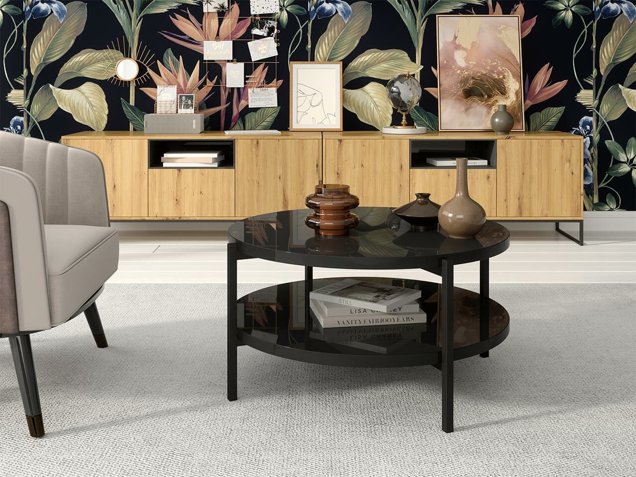 Масичка за кафе Providence 177 (Черен гланц + Черен)