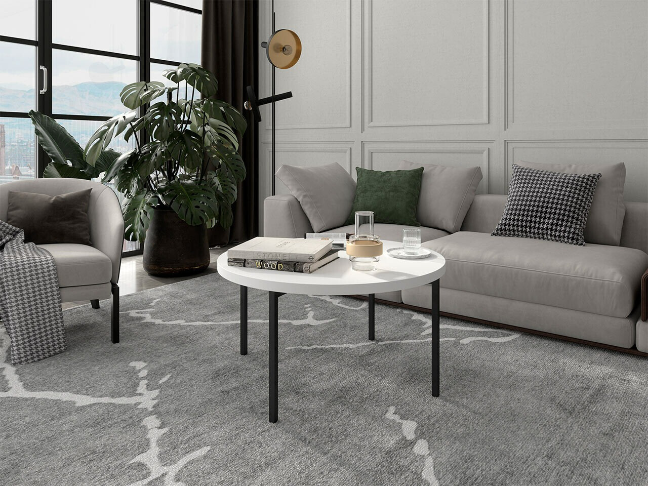 Масичка за кафе Providence 178 (Бял + Черен)