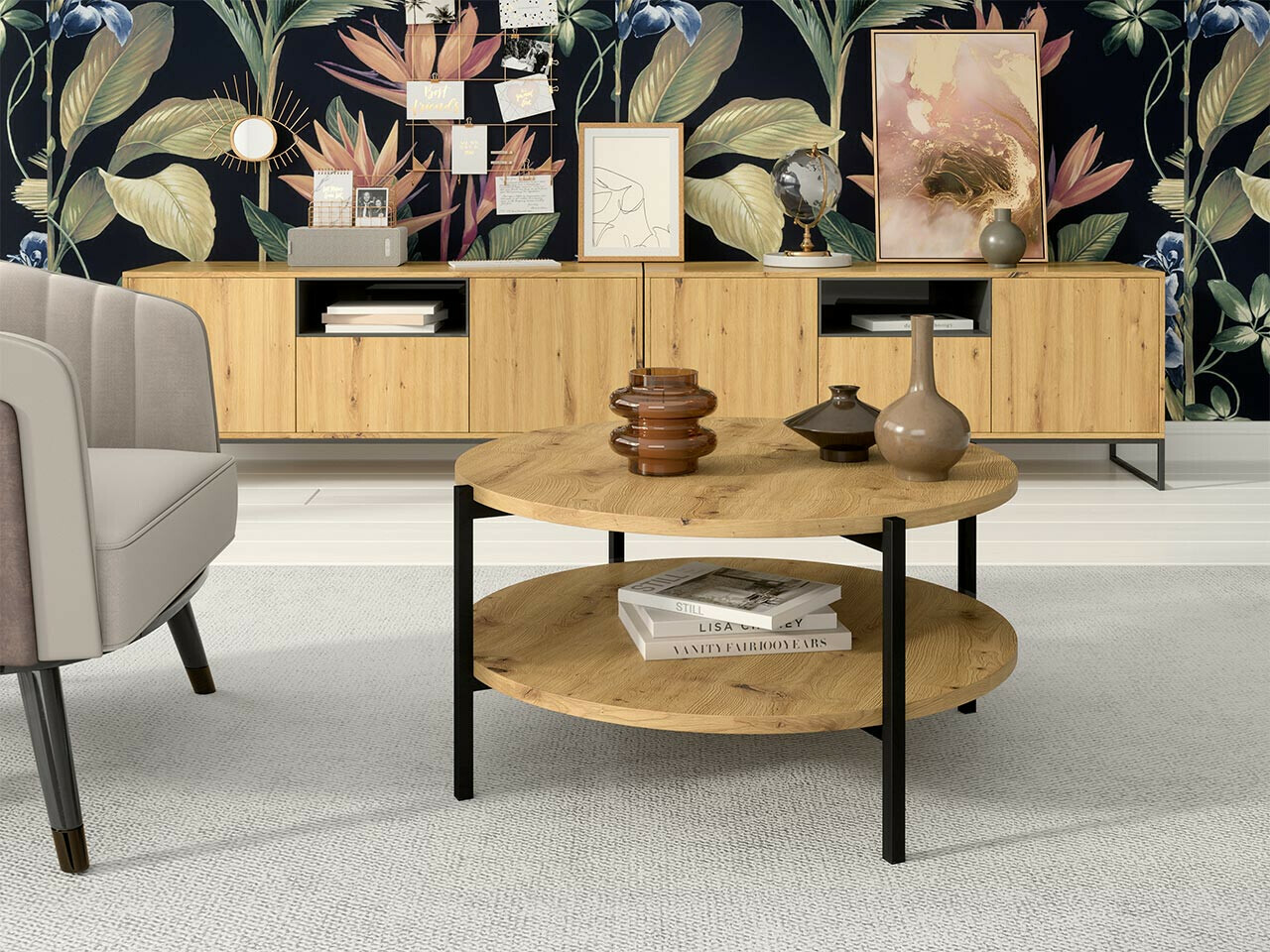 Масичка за кафе Providence 181 (Artisan дъб + Черен)