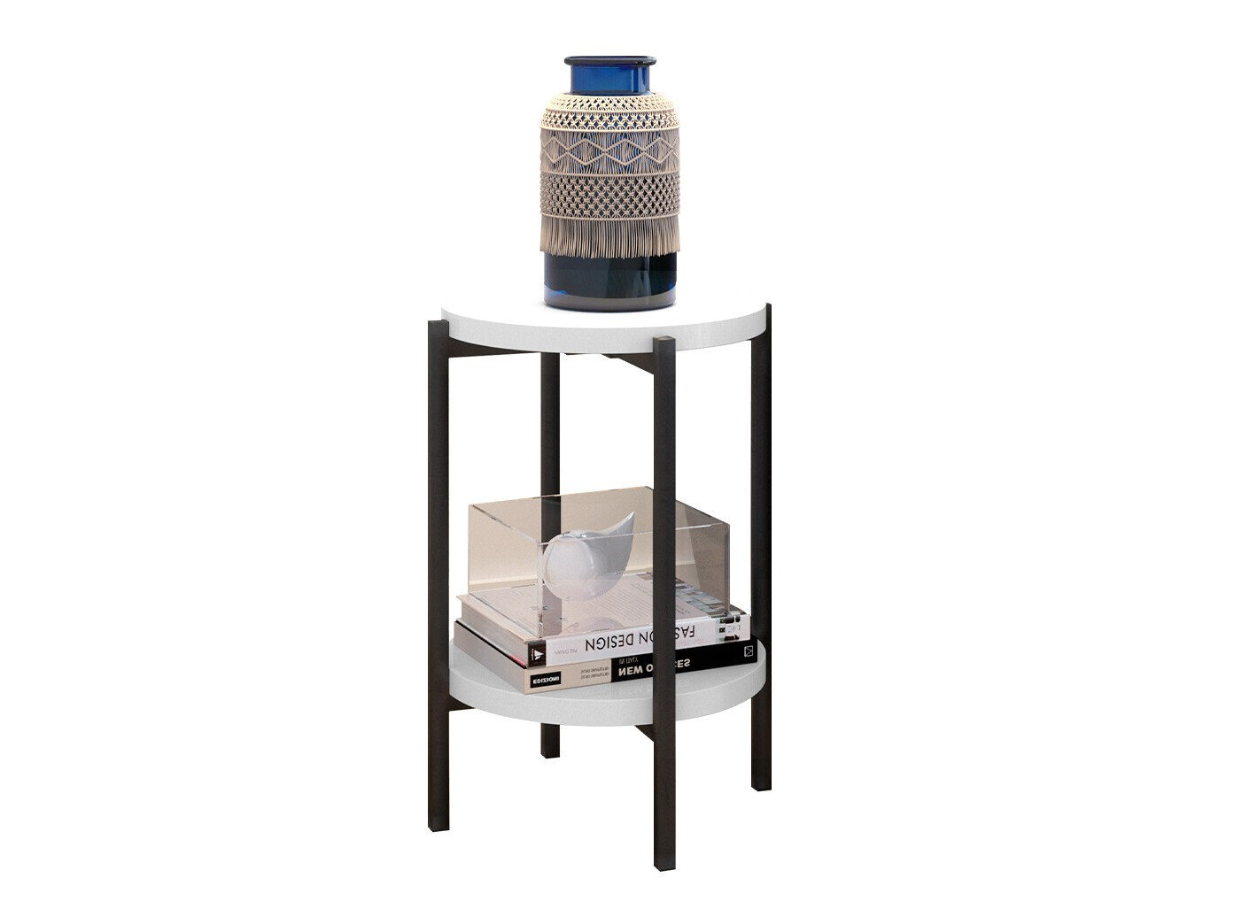 Помощна масичка Providence 179 (Бял гланц + Черен)