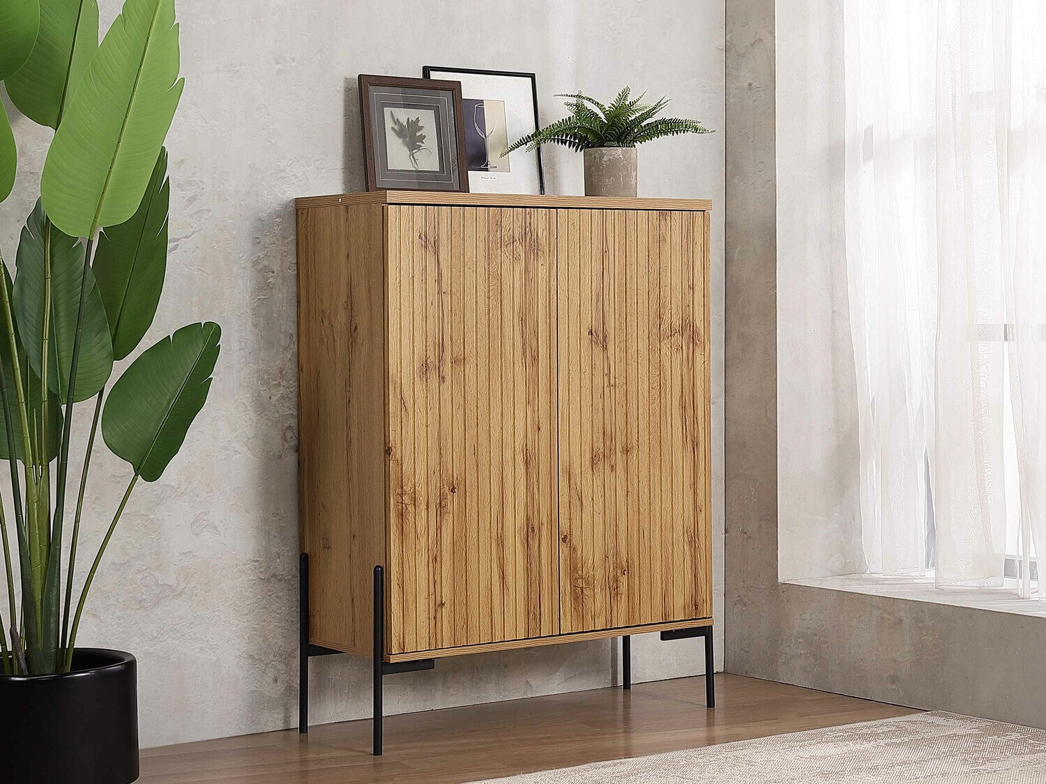 Шкаф Denton 1022 (Черен + Дъб уотан)