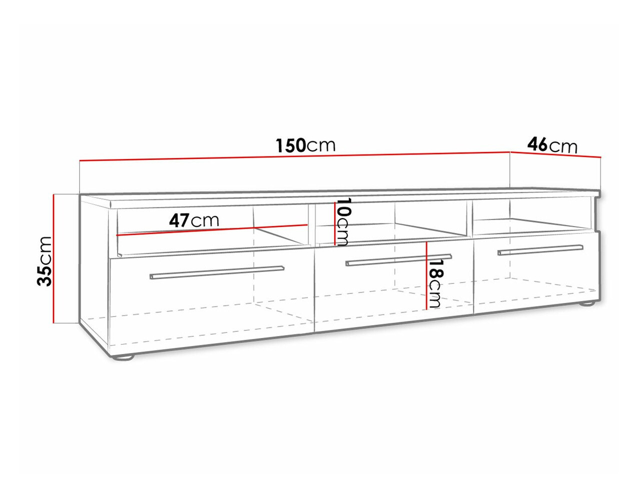 ТВ шкаф Uva I (Бял + Черен гланц)