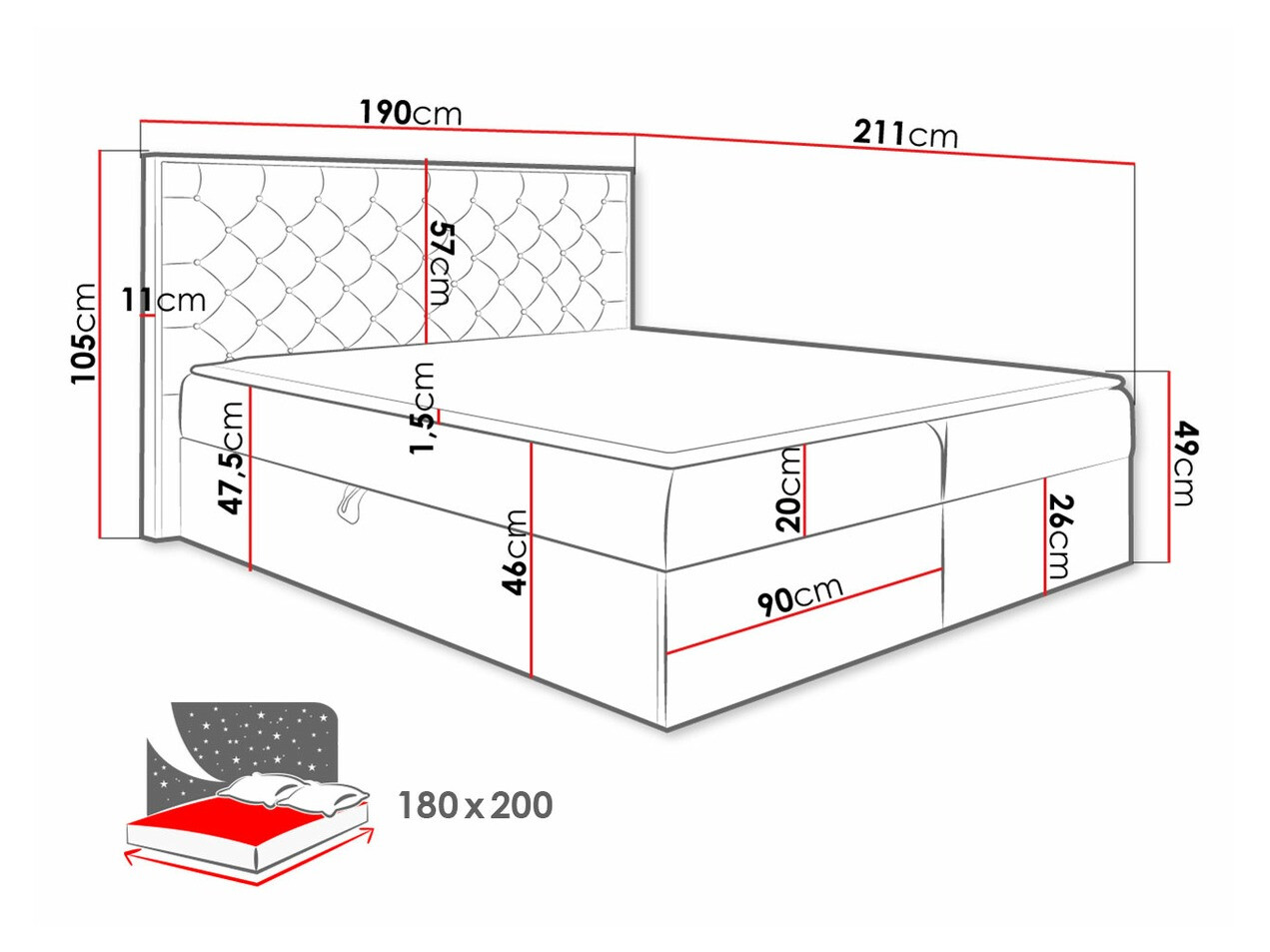 Континентално легло Navis I (Дъб уотан + Faro 4)