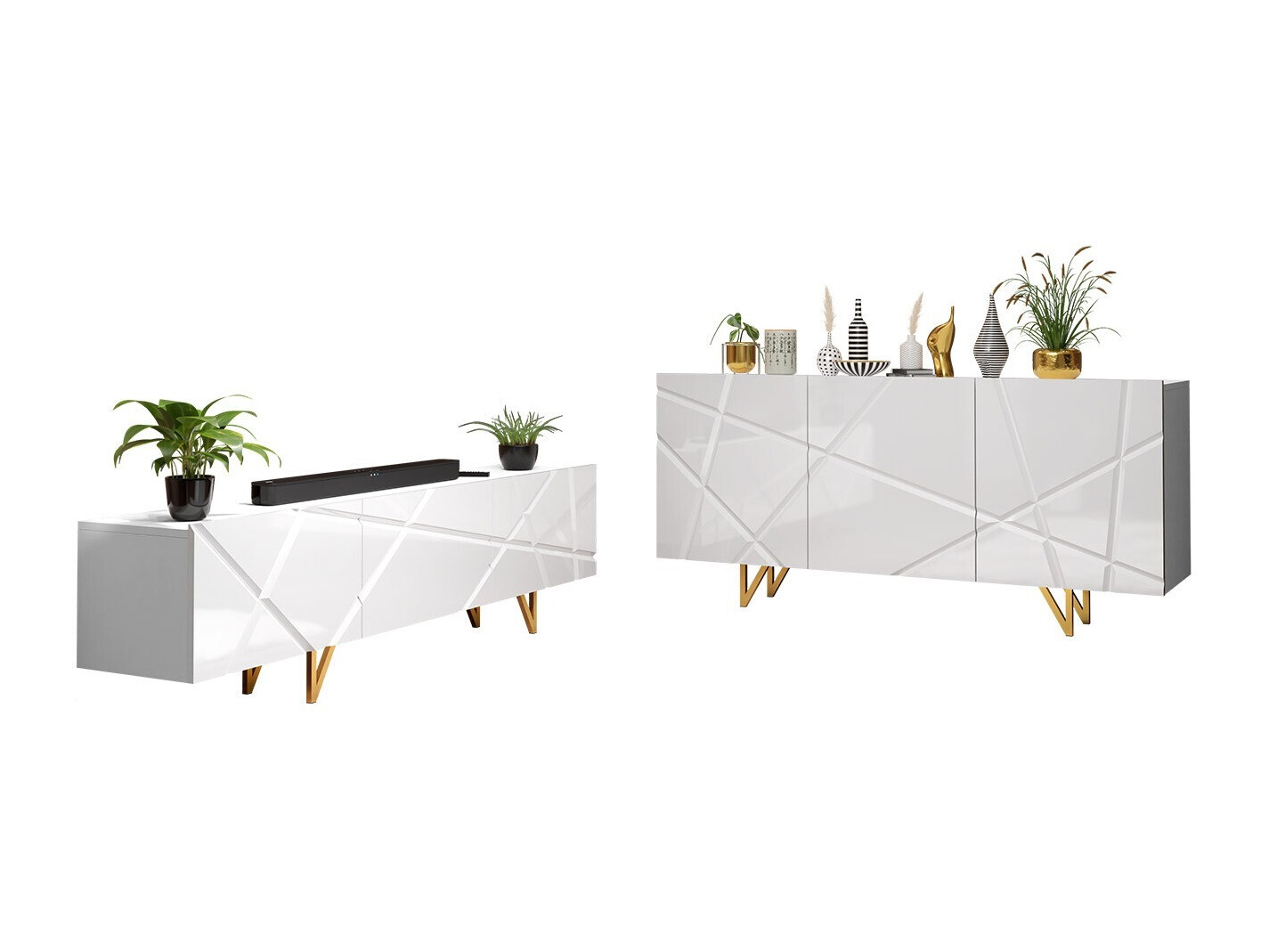 Комплект за хол Audis (Бял + Бял гланц)