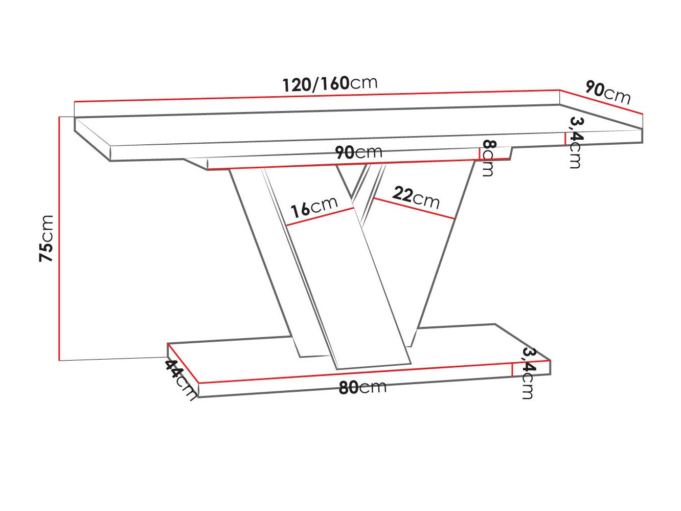 Маса Goodyear 125 (Artisan дъб + Черен)
