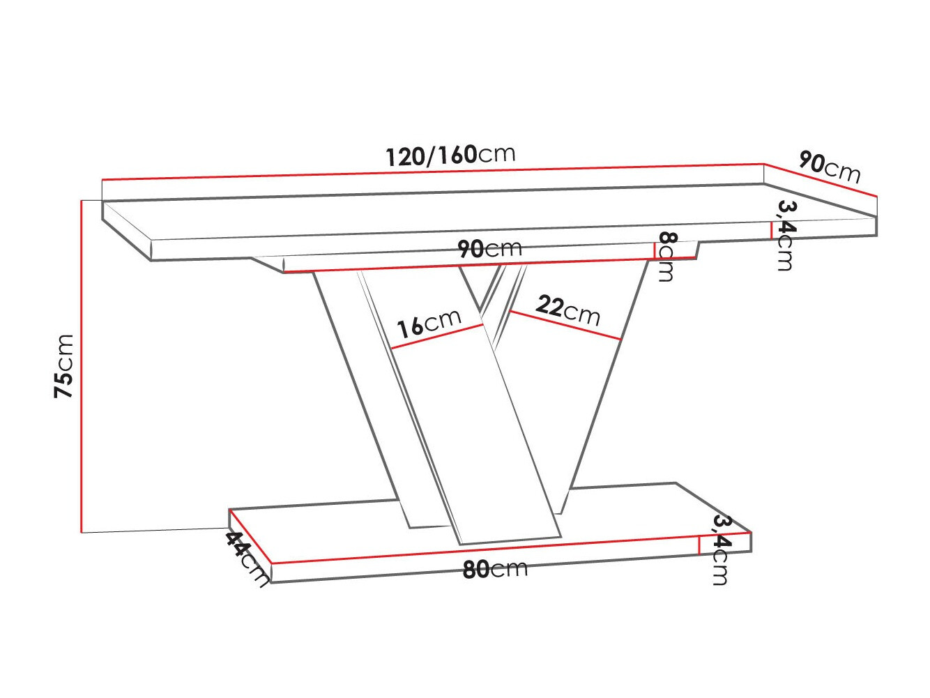 Маса Goodyear 125 (Черен гланц + Бетон)