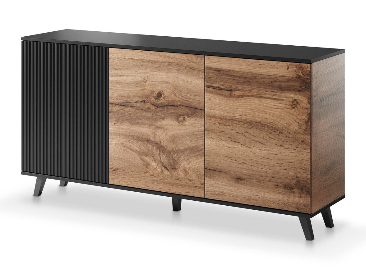 Шкаф Luelia 120 (Черен + Дъб уотан)
