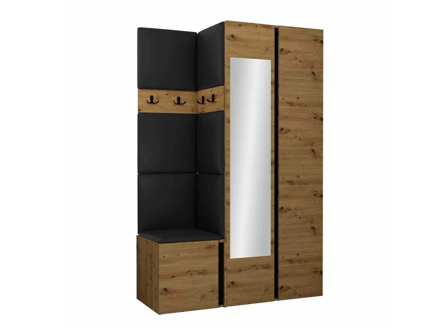 Комплект за антре Pinis XXVI (Artisan дъб + Черен)