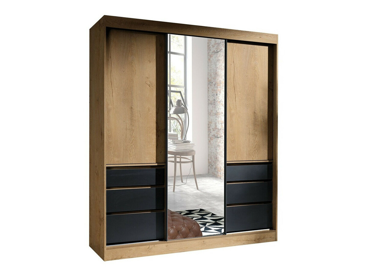 Гардероб Toledo 120 (Дъб левка + Черен)