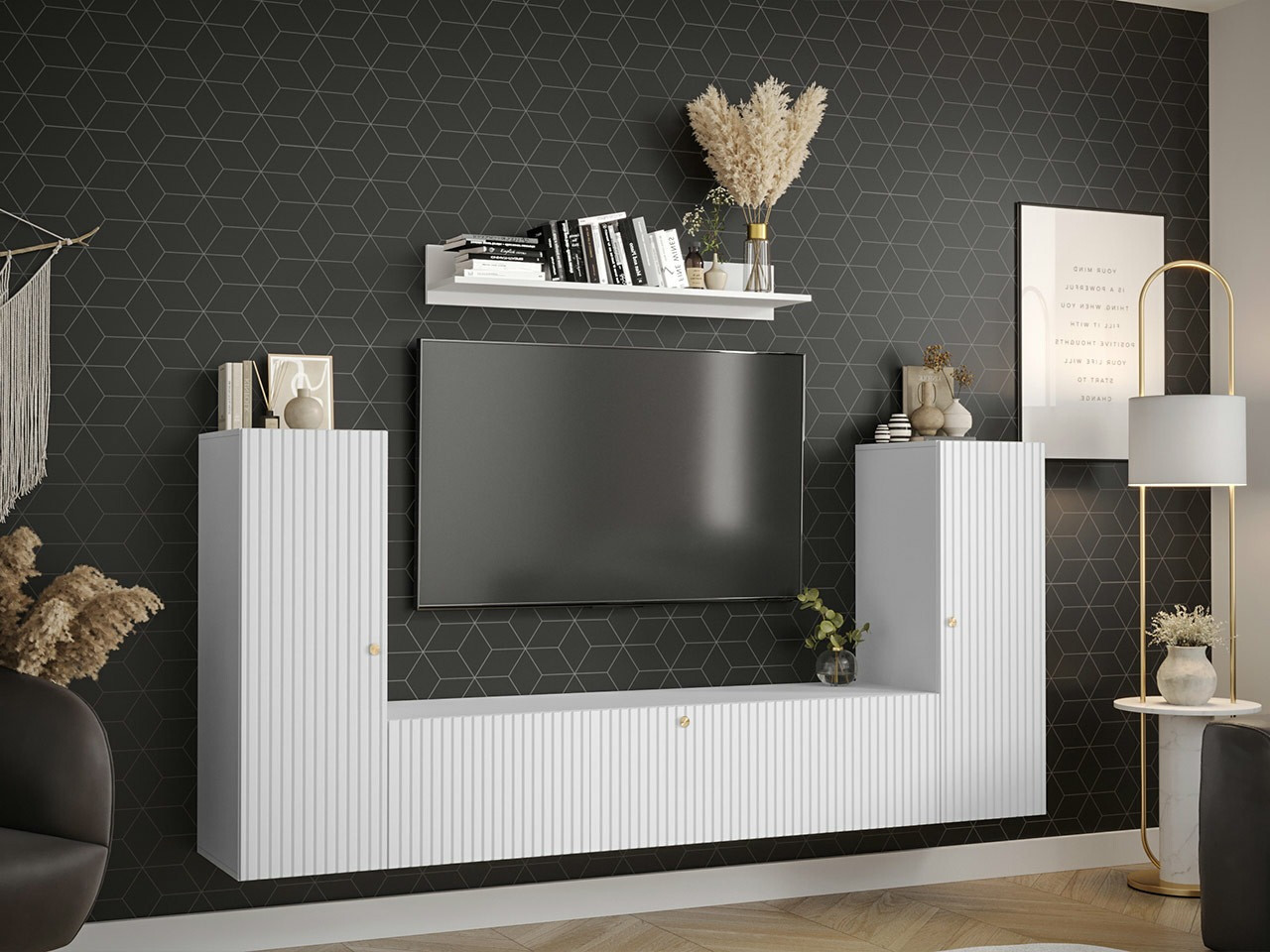 Комплект за хол Elblaru 113 (Бял)