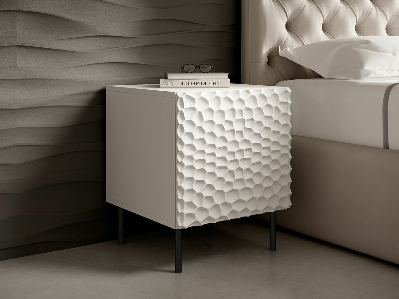 Комплект нощни шкафчета Charlotte 172 (Бял + Черен)