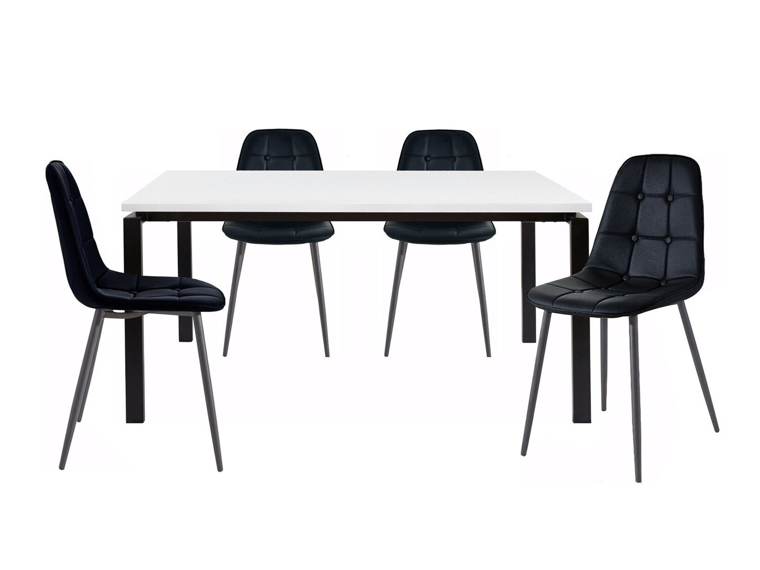 Маса и столове за трапезария Denton 275 (Бял + Черен)