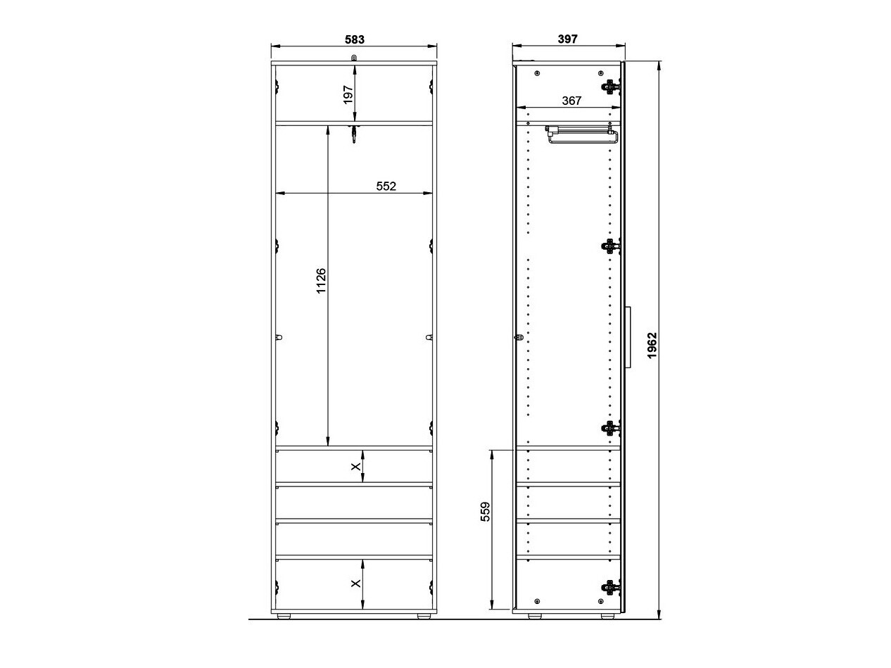 Гардероб Fivsori 108 (Сив гланц + Графит)