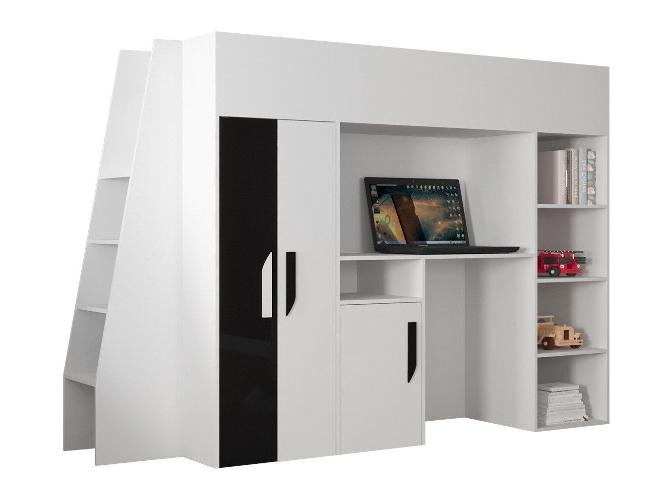 Високо легло Hartford 355 (Бял + Черен гланц + Бял гланц)