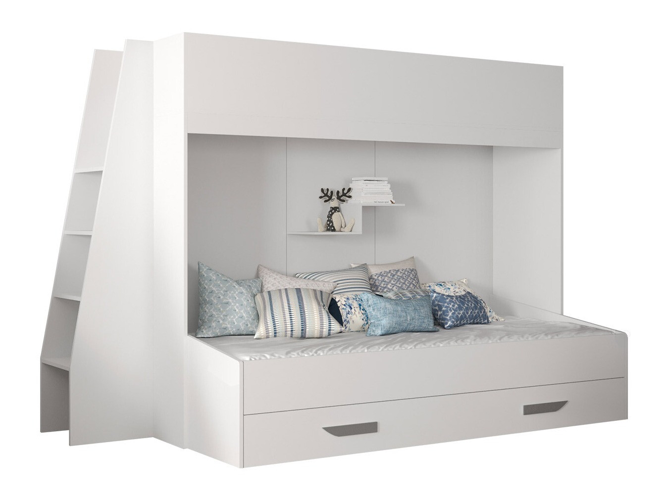 Двуетажно легло Hartford 357 (Бял + Бял гланц + Сив)