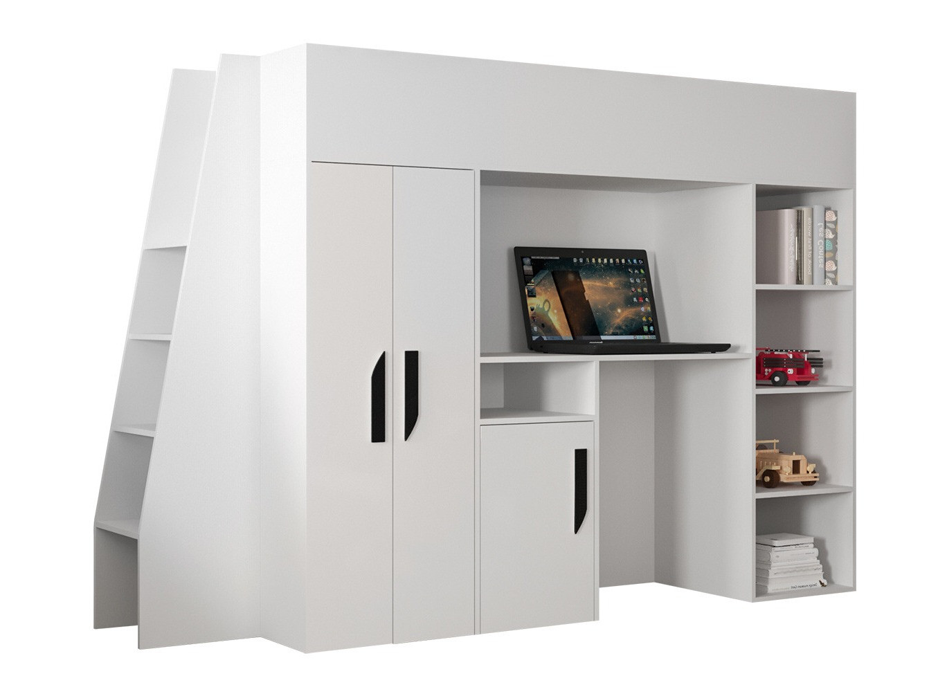 Високо легло Hartford 355 (Бял + Бял гланц + Черен)