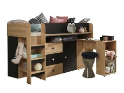 Високо легло Hartford 359 (Artisan дъб + Черен)