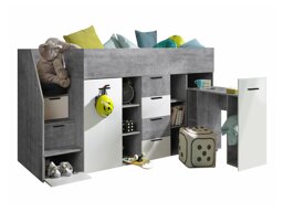 Високо легло Hartford 364 (Бетон + Бял)