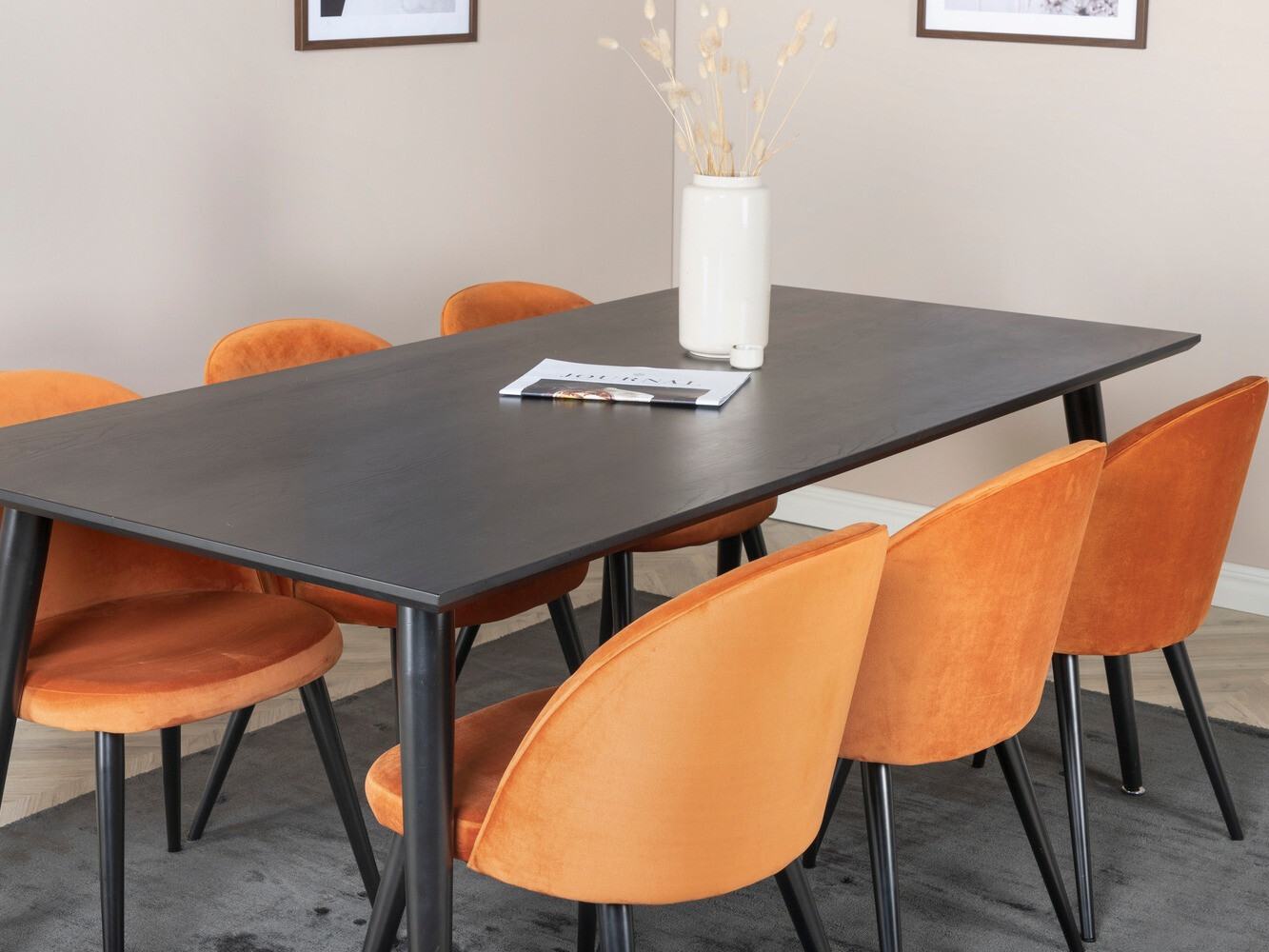 Маса и столове за трапезария Dallas 1335 (Оранжев + Черен)